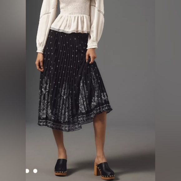 Farm Rio Anthropologie Midi Pleated Skirt - Picture 1 of 8